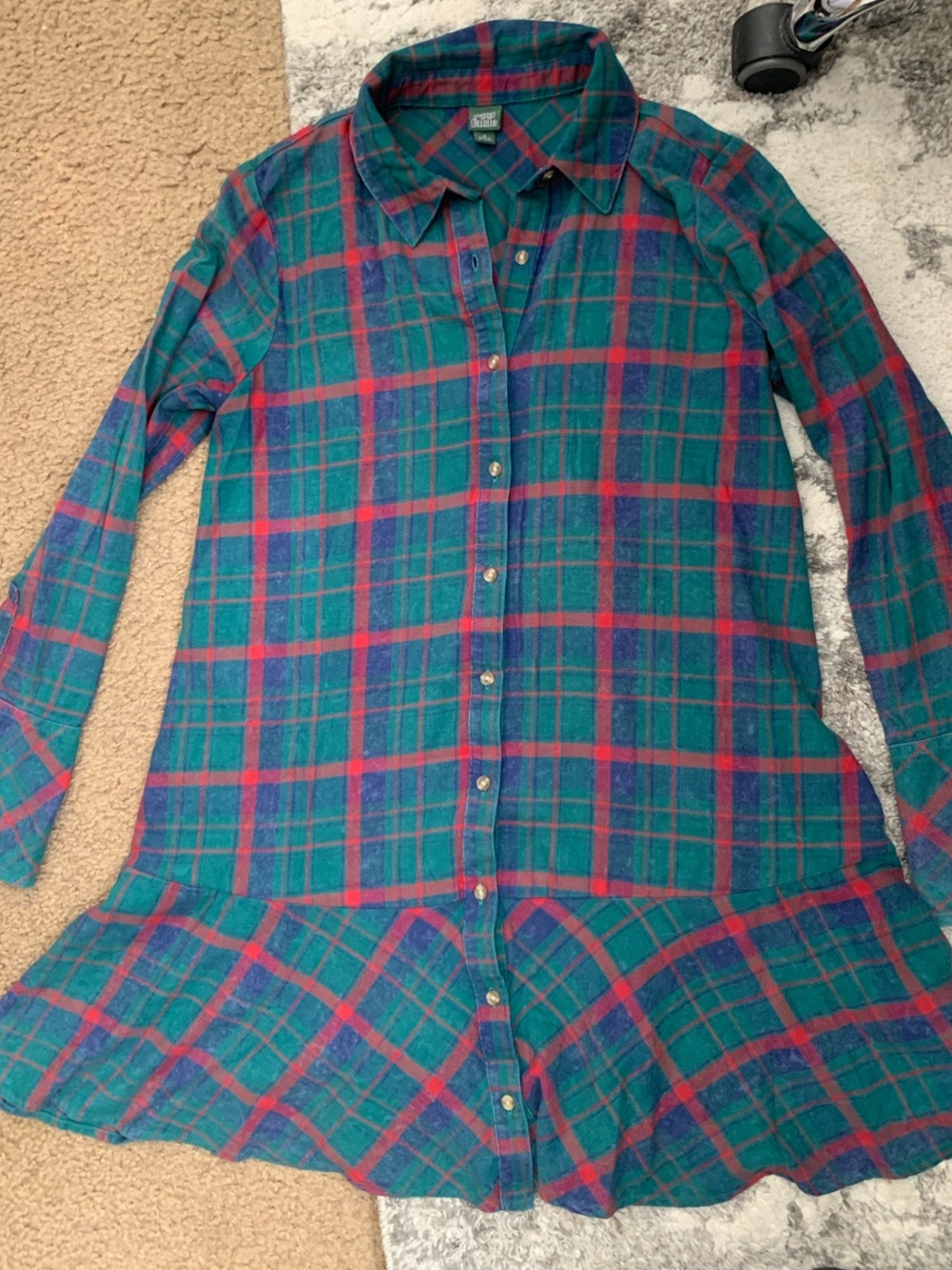 wild fable Green & Red Plaid Button-Up dress